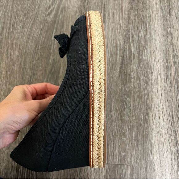Tory Burch Jackie Peep-Toe Espadrille Wedge Shoes in Black Size 6,5 - Picture 8 of 10